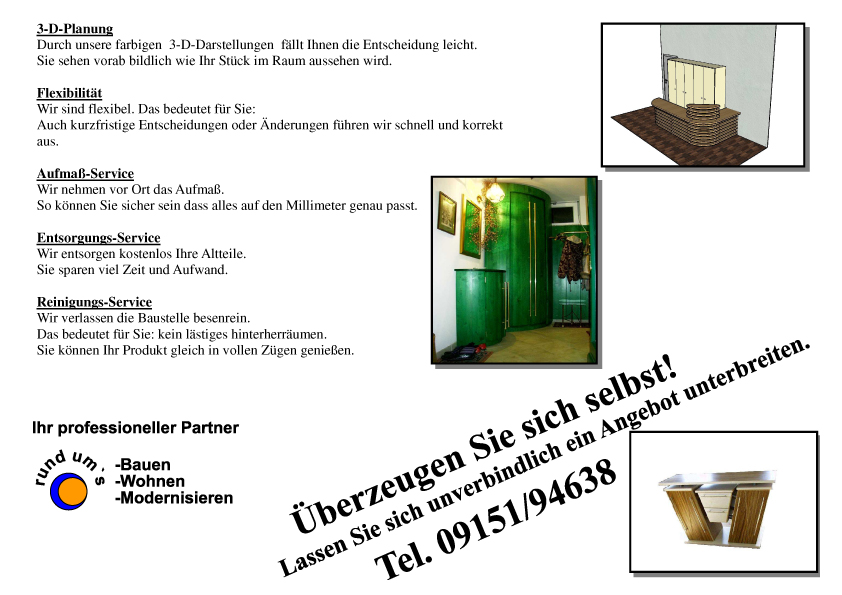 Bau- und Möbelschreinerei Neunsinger GdbR in Kirchensittenbach - wir führen sämtliche Schreinerarbeiten professionell und zuverlässig aus - in bester Qualität und zu fairen Preisen.